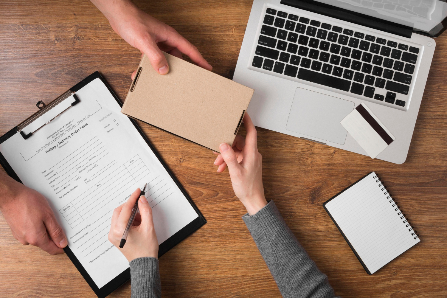 man-handing-cyber-monday-package-woman